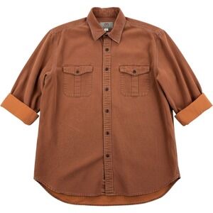 The Territory Ahead Button Up Shirt Large Canvas Terracotta Rust Cotton Workwear